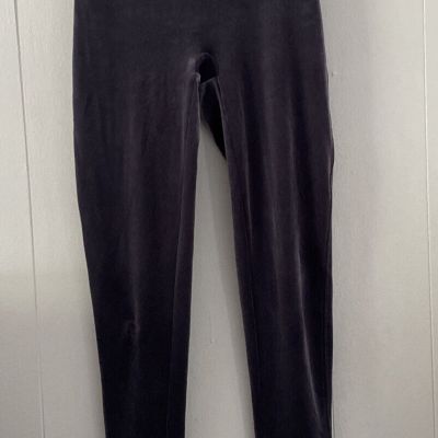 Spanx Sz M Silver Chrome Gray Velvet Leggings Slimming Waistband Seamless *READ